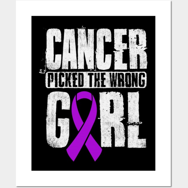 Cancer Picked The Wrong Girl Alzheimers Awareness Purple Ribbon Warrior Hope Wall Art by celsaclaudio506